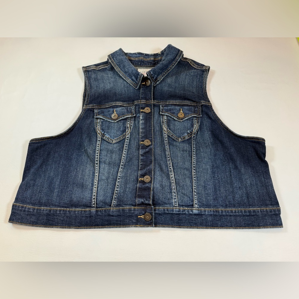 Womens Torrid Crop Denim Blue Vest - Medium Wash Size 4 (bin N) - Picture 9 of 12